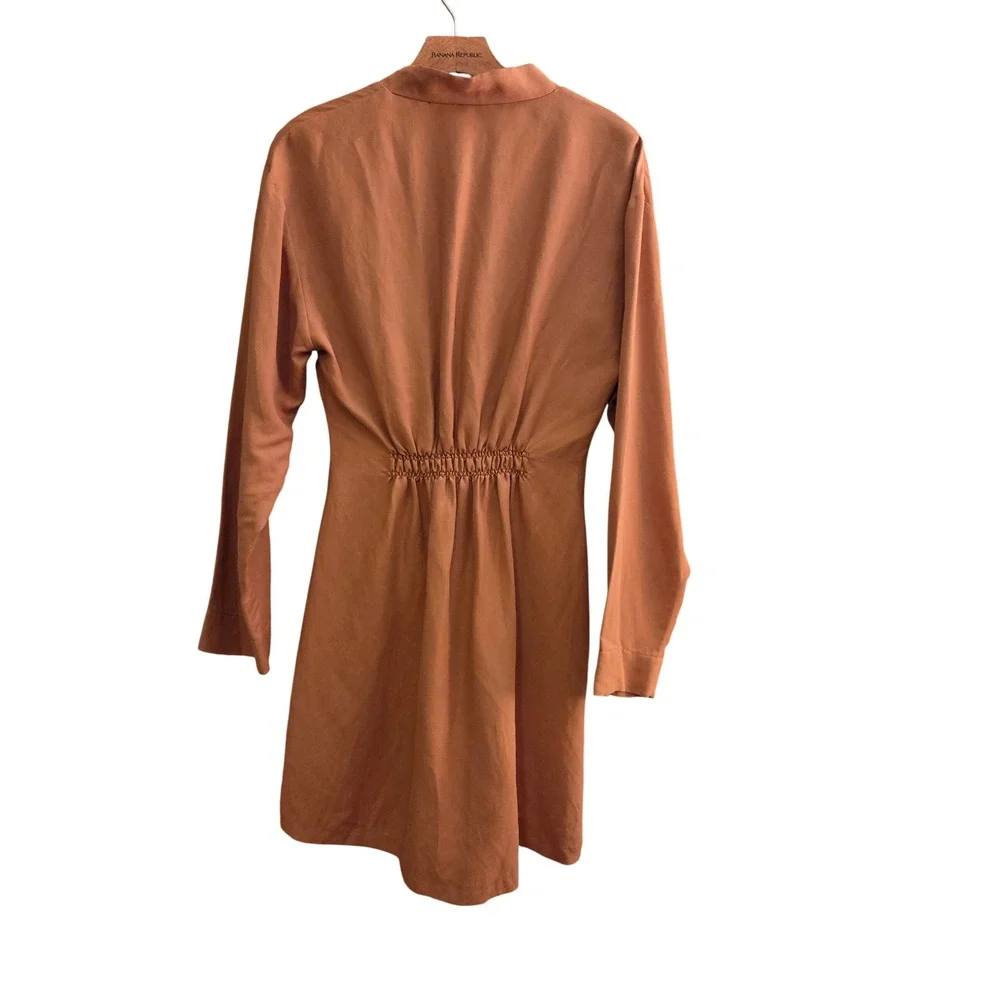 Sandro Amaria Cross-Over Neckline Dress, Camel, Caramel, Fall, Sz FR 36/US S - Picture 6 of 15